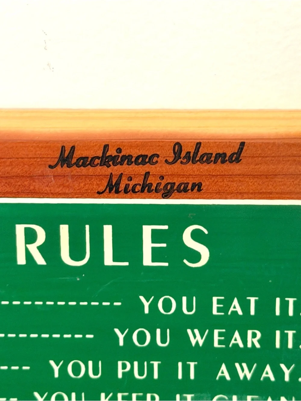 Mom’s Rules Cause I’m the Mom Wood Plaque Sign Vintage Mackinac Island 5x7.25”